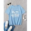 imageCOZYEASE Girls Letter Graphic Tees Short Sleeve Crewneck Oversized T Shirts Summer Clothes for GirlsBlue Graphic