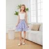 imageGirls 2 Piece Outfits Lace Ruched Camisole Tops and Shirred High Waisted Layered Floral Skirts SetPurple and White
