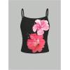 imageGirls 3 Packs Cheetah Leopard Floral Tank Top Spaghetti Strap Fitted Summer Cute Camisole TopsPink White Black