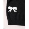 imageGirls Bow Graphic Sweaters Crewneck Long Sleeve Knit Pullover Tops Drop Shoulder KnitwearBlack With White