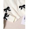 imageGirls Bow Graphic Sweaters Crewneck Long Sleeve Knit Pullover Tops Drop Shoulder KnitwearBlack and White