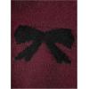 imageGirls Bow Graphic Sweaters Crewneck Long Sleeve Knit Pullover Tops Drop Shoulder KnitwearBurgundy