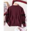 imageGirls Bow Graphic Sweaters Crewneck Long Sleeve Knit Pullover Tops Drop Shoulder KnitwearBurgundy