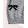 imageGirls Bow Graphic Sweaters Crewneck Long Sleeve Knit Pullover Tops Drop Shoulder KnitwearGrey Black Bow