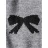 imageGirls Bow Graphic Sweaters Crewneck Long Sleeve Knit Pullover Tops Drop Shoulder KnitwearGrey Black Bow