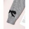 imageGirls Bow Graphic Sweaters Crewneck Long Sleeve Knit Pullover Tops Drop Shoulder KnitwearGrey Black Bow