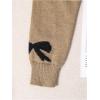 imageGirls Bow Graphic Sweaters Crewneck Long Sleeve Knit Pullover Tops Drop Shoulder KnitwearKhaki