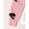 imageGirls Bow Graphic Sweaters Crewneck Long Sleeve Knit Pullover Tops Drop Shoulder KnitwearPink