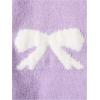 imageGirls Bow Graphic Sweaters Crewneck Long Sleeve Knit Pullover Tops Drop Shoulder KnitwearPurple