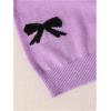 imageGirls Bow Graphic Sweaters Crewneck Long Sleeve Knit Pullover Tops Drop Shoulder KnitwearPurple and Black