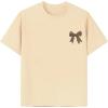 imageGirls Bow Leopard Graphic Tees Short Sleeve Preppy Summer T Shirt Aesthetic Baggy TopsBeige