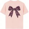 imageGirls Bow Leopard Graphic Tees Short Sleeve Preppy Summer T Shirt Aesthetic Baggy TopsBow Pink