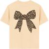 imageGirls Bow Leopard Graphic Tees Short Sleeve Preppy Summer T Shirt Aesthetic Baggy TopsBow Pricot