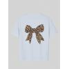 imageGirls Bow Leopard Graphic Tees Short Sleeve Preppy Summer T Shirt Aesthetic Baggy TopsBowknot Blue