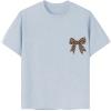 imageGirls Bow Leopard Graphic Tees Short Sleeve Preppy Summer T Shirt Aesthetic Baggy TopsBowknot Blue