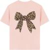 imageGirls Bow Leopard Graphic Tees Short Sleeve Preppy Summer T Shirt Aesthetic Baggy TopsLight Pink
