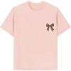 imageGirls Bow Leopard Graphic Tees Short Sleeve Preppy Summer T Shirt Aesthetic Baggy TopsLight Pink