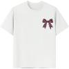 imageGirls Bow Leopard Graphic Tees Short Sleeve Preppy Summer T Shirt Aesthetic Baggy TopsWhite Bow