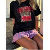 imageGirls Cherry Leopard Shirt Short Sleeve Loose Cute Summer T Shirt Trendy Aesthetic Baggy TopsBlack and Red