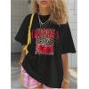 imageGirls Cherry Leopard Shirt Short Sleeve Loose Cute Summer T Shirt Trendy Aesthetic Baggy TopsBlack and Red