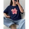 imageGirls Cherry Leopard Shirt Short Sleeve Loose Cute Summer T Shirt Trendy Aesthetic Baggy TopsDeep Blue