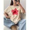 imageGirls Cherry Leopard Shirt Short Sleeve Loose Cute Summer T Shirt Trendy Aesthetic Baggy TopsFloral Apricot