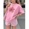 imageGirls Cherry Leopard Shirt Short Sleeve Loose Cute Summer T Shirt Trendy Aesthetic Baggy TopsFloral Pink