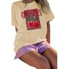 imageGirls Cherry Leopard Shirt Short Sleeve Loose Cute Summer T Shirt Trendy Aesthetic Baggy TopsLight Apricot