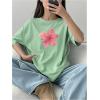 imageGirls Cherry Leopard Shirt Short Sleeve Loose Cute Summer T Shirt Trendy Aesthetic Baggy TopsMint Green