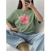 imageGirls Cherry Leopard Shirt Short Sleeve Loose Cute Summer T Shirt Trendy Aesthetic Baggy TopsOlive Green