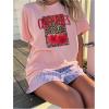 imageGirls Cherry Leopard Shirt Short Sleeve Loose Cute Summer T Shirt Trendy Aesthetic Baggy TopsPink