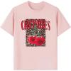 imageGirls Cherry Leopard Shirt Short Sleeve Loose Cute Summer T Shirt Trendy Aesthetic Baggy TopsPink