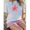 imageGirls Cherry Leopard Shirt Short Sleeve Loose Cute Summer T Shirt Trendy Aesthetic Baggy TopsWhite and Pink