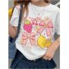imageGirls Cherry Shirt Short Sleeve Colorblock Graphic Tees Cute Summer Shirts Y2k Aesthetic ClothesBow White
