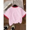 imageGirls Cherry Shirt Short Sleeve Colorblock Graphic Tees Cute Summer Shirts Y2k Aesthetic ClothesLight Pink White