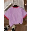 imageGirls Cherry Shirt Short Sleeve Colorblock Graphic Tees Cute Summer Shirts Y2k Aesthetic ClothesMauve Purple