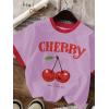 imageGirls Cherry Shirt Short Sleeve Colorblock Graphic Tees Cute Summer Shirts Y2k Aesthetic ClothesMauve Purple