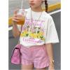 imageGirls Cherry Shirt Short Sleeve Colorblock Graphic Tees Cute Summer Shirts Y2k Aesthetic ClothesWhite Graphic