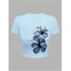 imageGirls Floral Graphic Tees Short Sleeve Crewneck Cute T Shirt Summer TopsFloral Blue