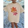 imageGirls Floral Graphic Tees Short Sleeve Loose Summer Shirts for Girls Aesthetic Cute Clothes TrendyApricot
