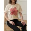 imageGirls Floral Graphic Tees Short Sleeve Loose Summer Shirts for Girls Aesthetic Cute Clothes TrendyFloral Apricot