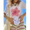 imageGirls Floral Graphic Tees Short Sleeve Loose Summer Shirts for Girls Aesthetic Cute Clothes TrendyFloral White