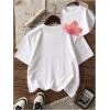 imageGirls Floral Graphic Tees Short Sleeve Loose Summer Shirts for Girls Aesthetic Cute Clothes TrendyFloral White