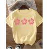 imageGirls Floral Graphic Tees Short Sleeve Loose Summer Shirts for Girls Aesthetic Cute Clothes TrendyFloral Yellow