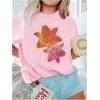 imageGirls Floral Graphic Tees Short Sleeve Loose Summer Shirts for Girls Aesthetic Cute Clothes TrendyPink