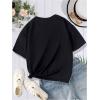imageGirls Graphic Tees Short Sleeve Crewneck T Shirts Casual Summer Tops Cute Preppy ClothesBlack Letter