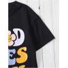 imageGirls Graphic Tees Short Sleeve Crewneck T Shirts Casual Summer Tops Cute Preppy ClothesBlack Letter