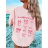imageGirls Graphic Tees Short Sleeve Crewneck T Shirts Casual Summer Tops Cute Preppy ClothesBowknot Pink