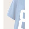 imageGirls Off The Shoulder Tops Number Graphic Jersey Shirts Short Sleeve Oversized T Shirts Y2k TopsBlue
