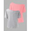 imageGirls Off The Shoulder Tops Short Sleeve Cute Summer T Shirts for Teens Girls Y2k Tops TrendyGrey and Pink